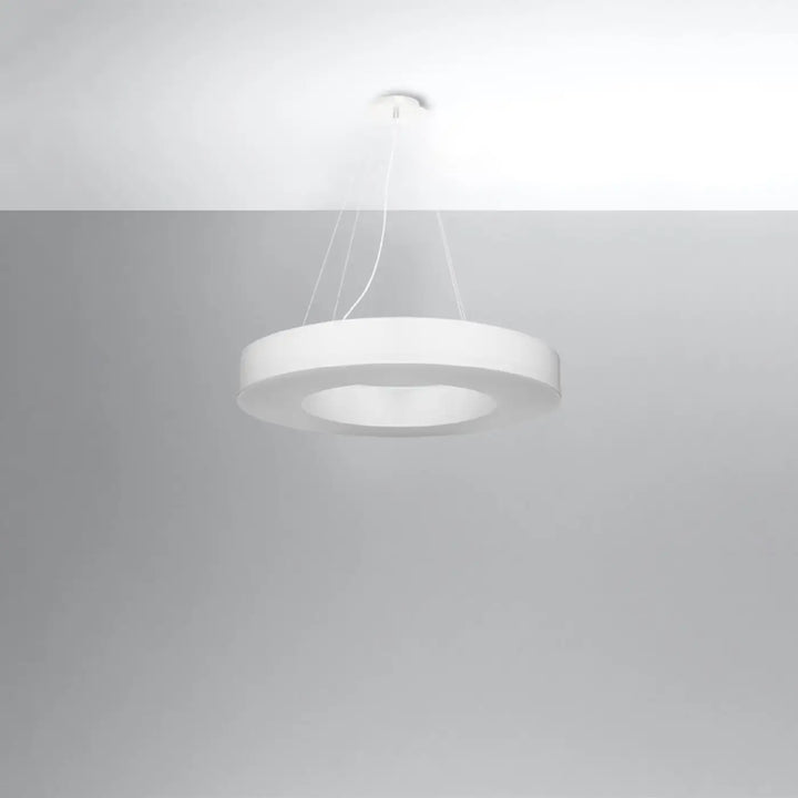 Lustre abat-jour rond blanc éteint