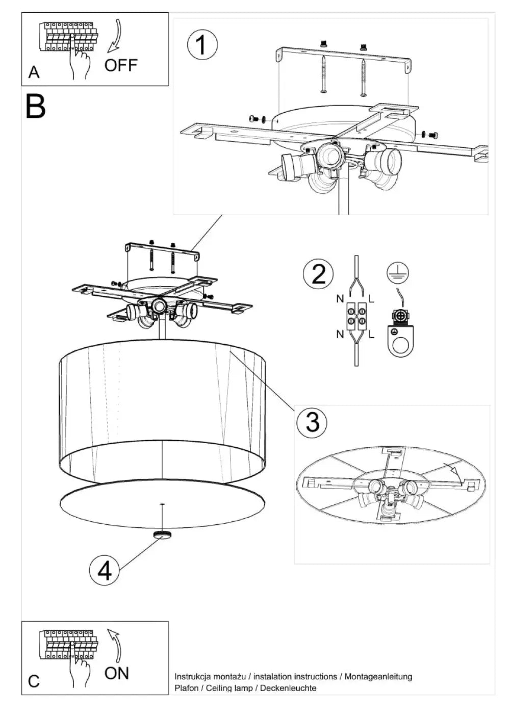 Schéma d'installation du luminaire