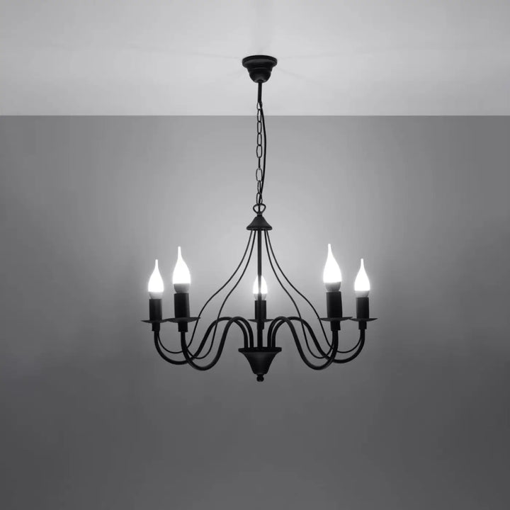 Lustre noir allumé