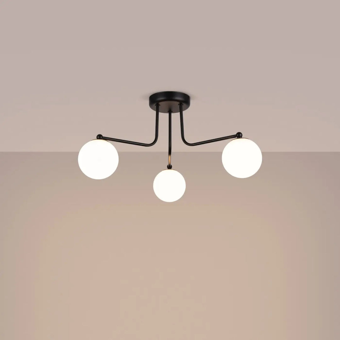 Lustre noir/blanc allumé