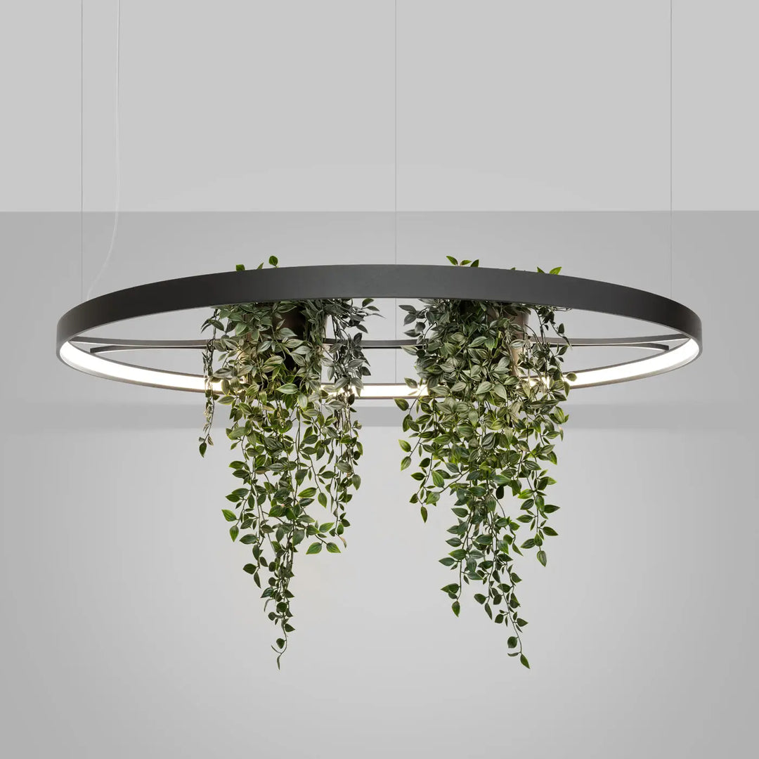 Lustre RIO BIO noir allumée, suspendu