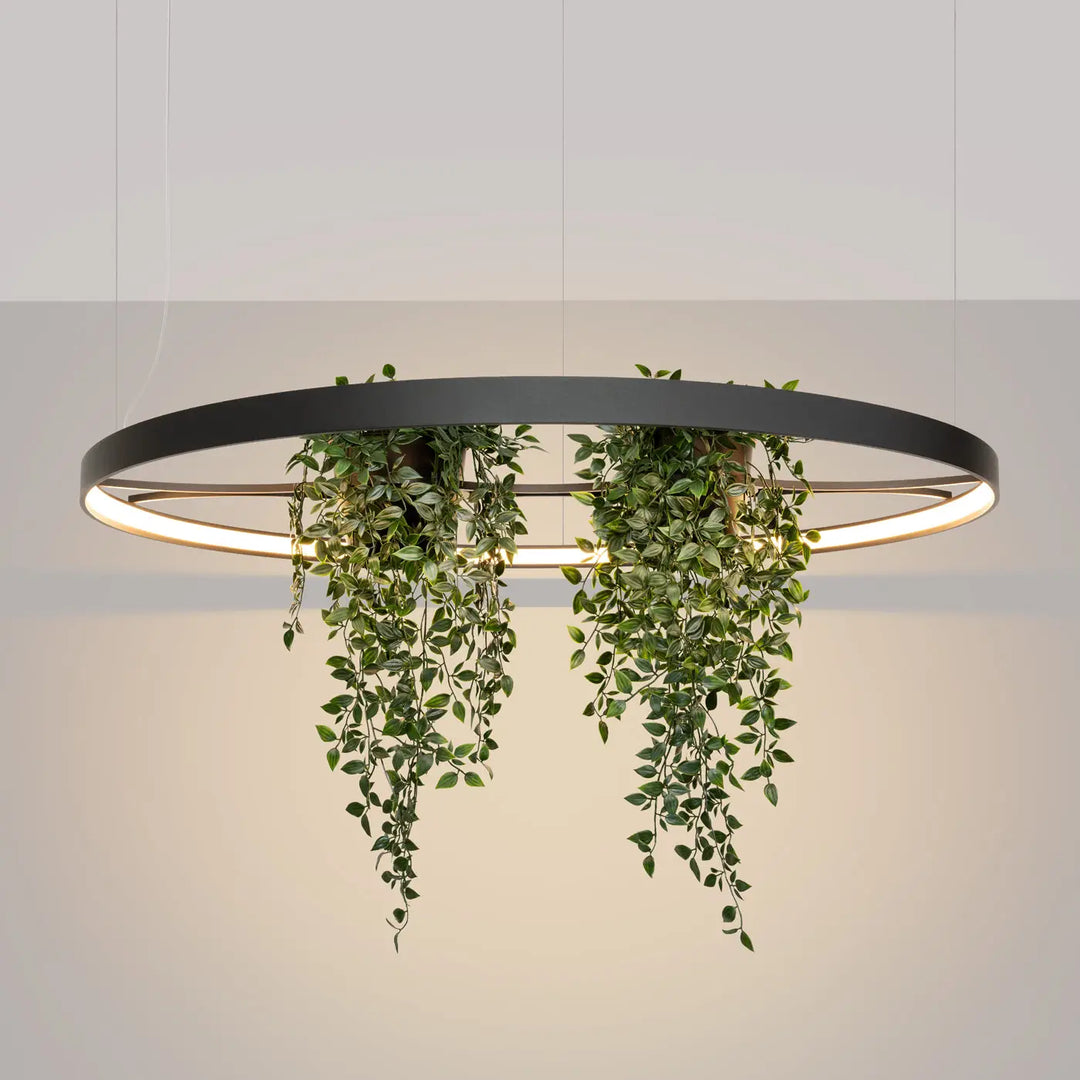 Lustre RIO BIO noir allumée, suspendu