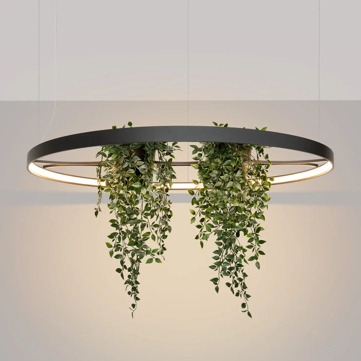 Lustre RIO BIO noir allumée, suspendu