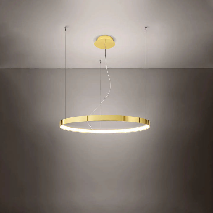Lustre anneau RIO or poli allumée, suspendu