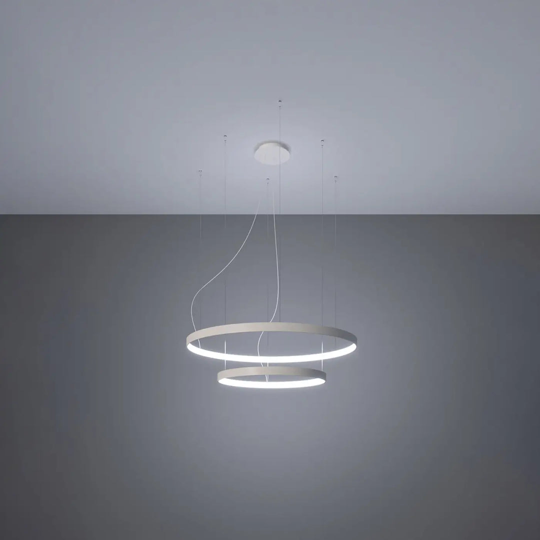 Lustre anneau RIO blanc allumée, suspendu