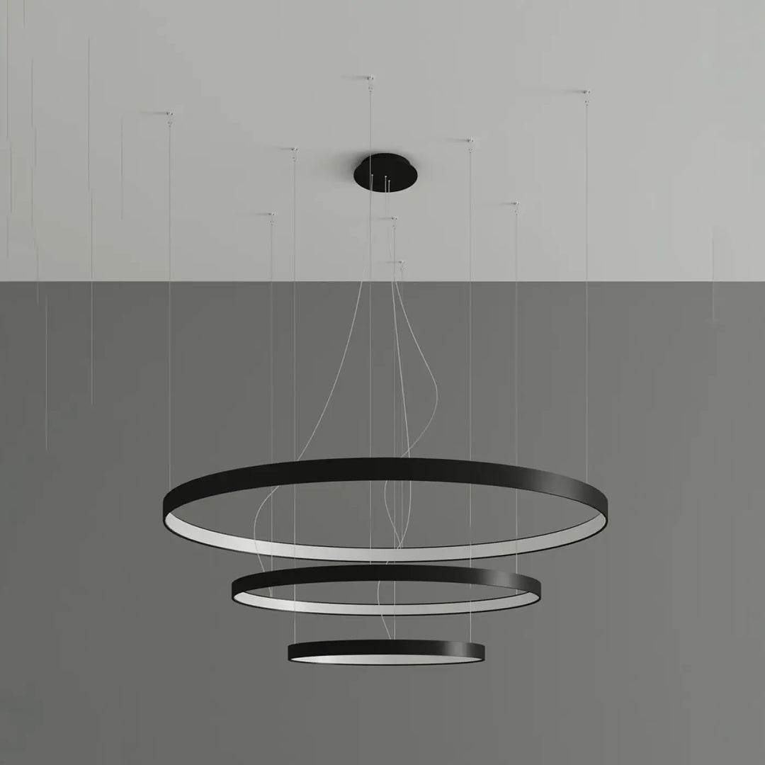 Lustre anneau RIO noir éteinte, suspendu