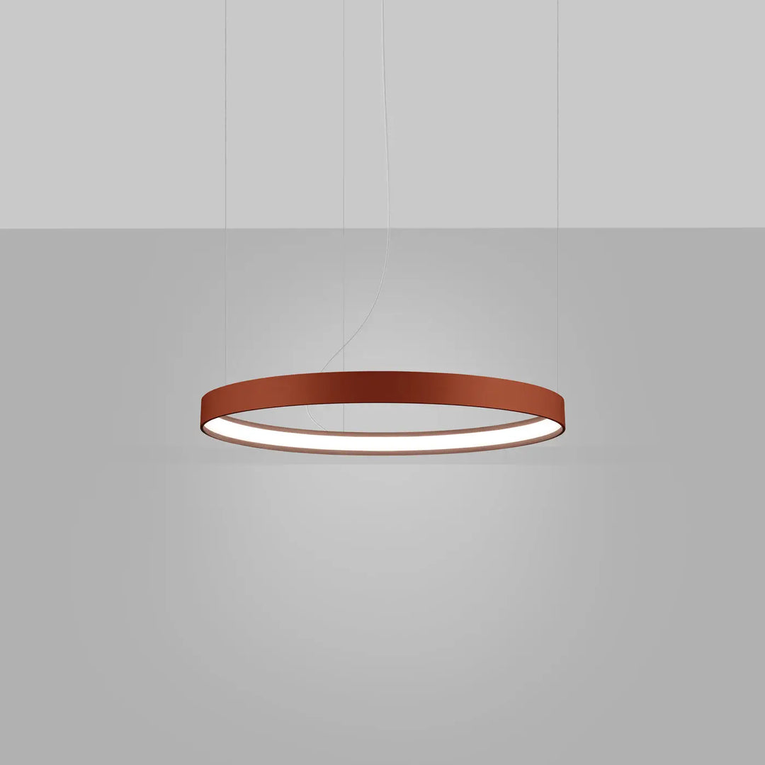 Lustre anneau RIO ocre rouge allumée, suspendu
