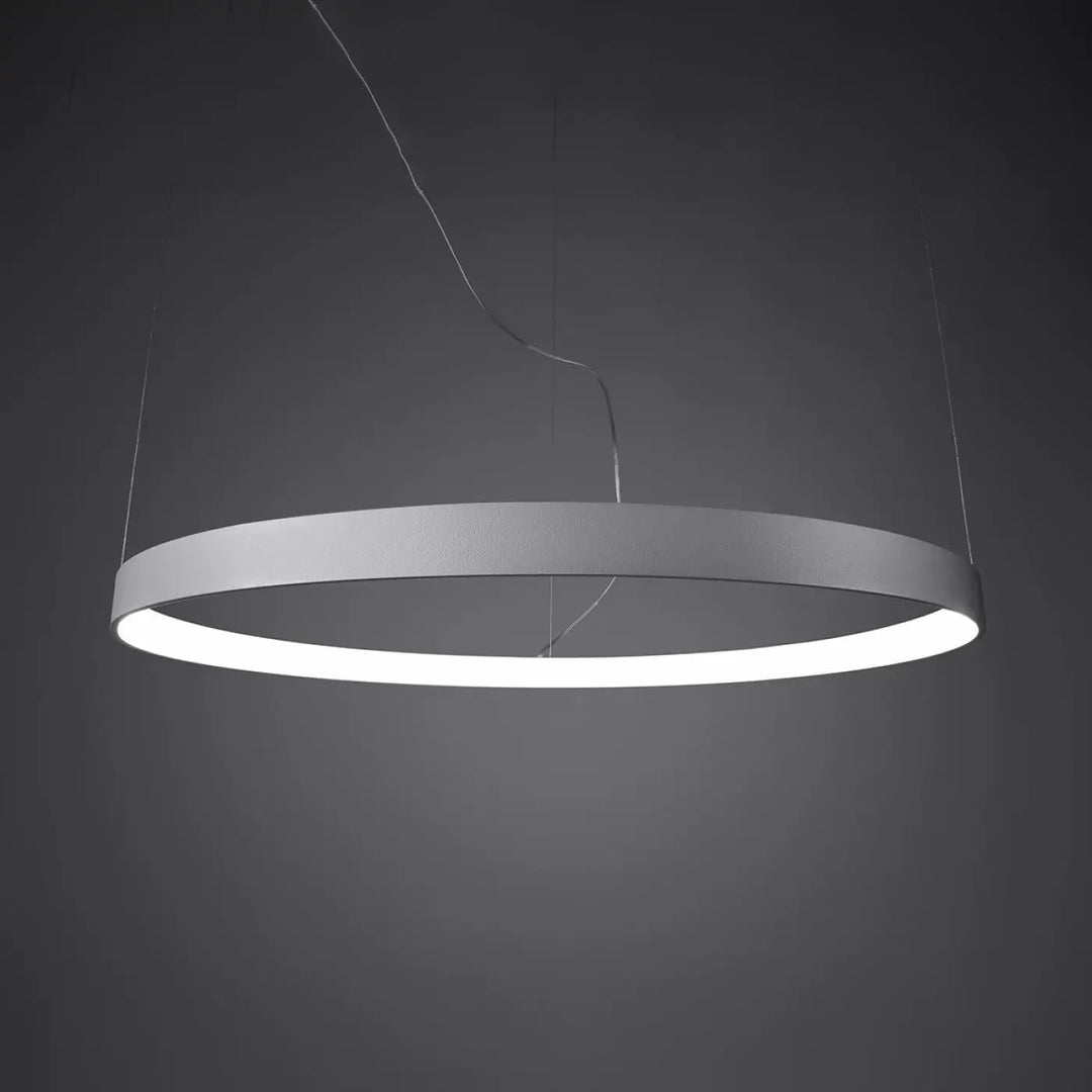 Lustre anneau RIO blanc allumée, suspendu