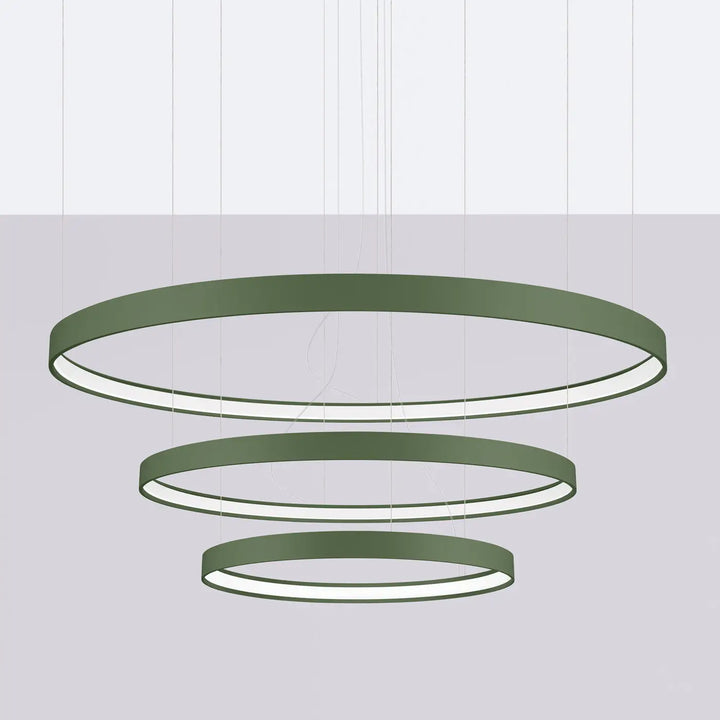 Lustre anneau RIO vert olive éteinte, suspendu