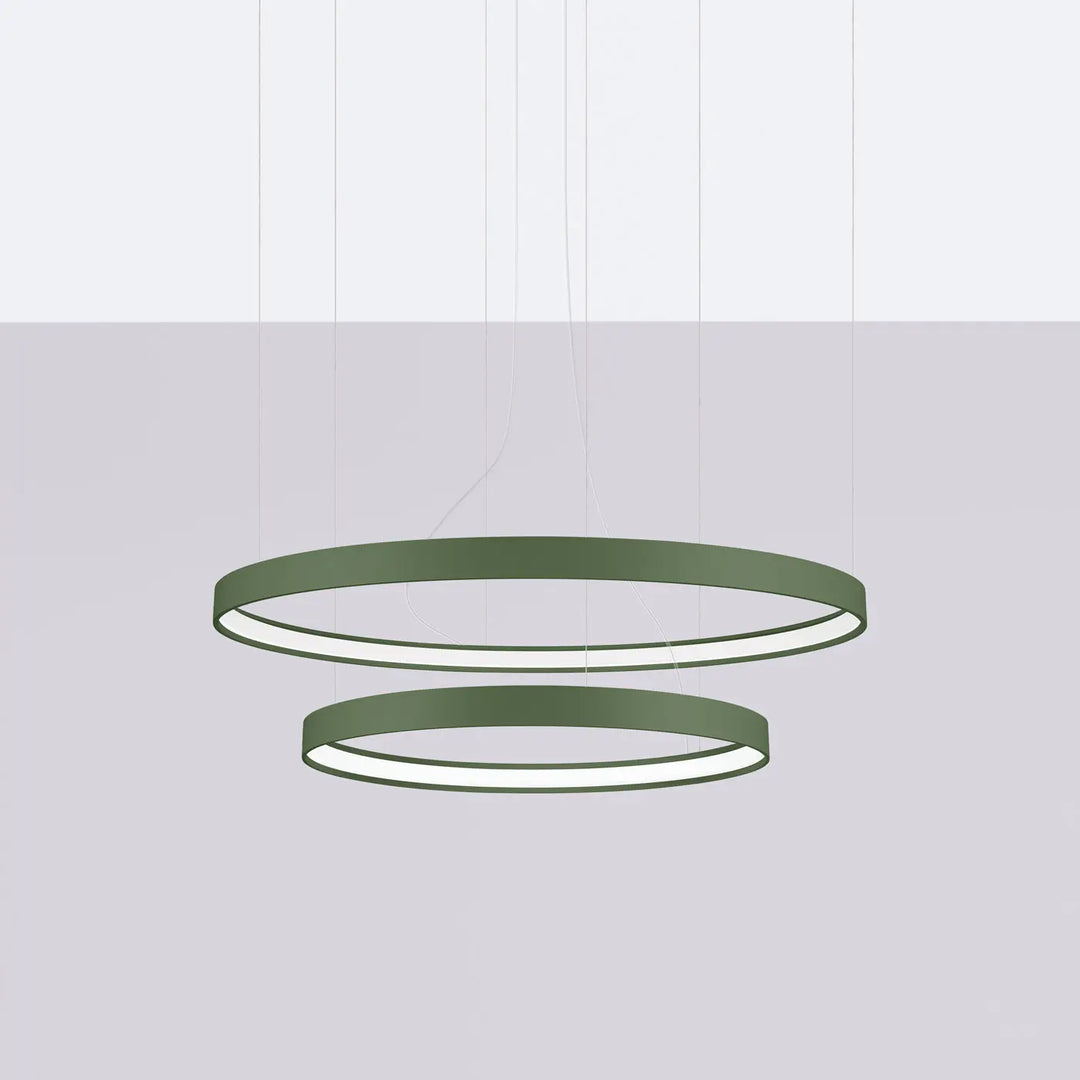 Lustre anneau RIO vert olive éteinte, suspendu