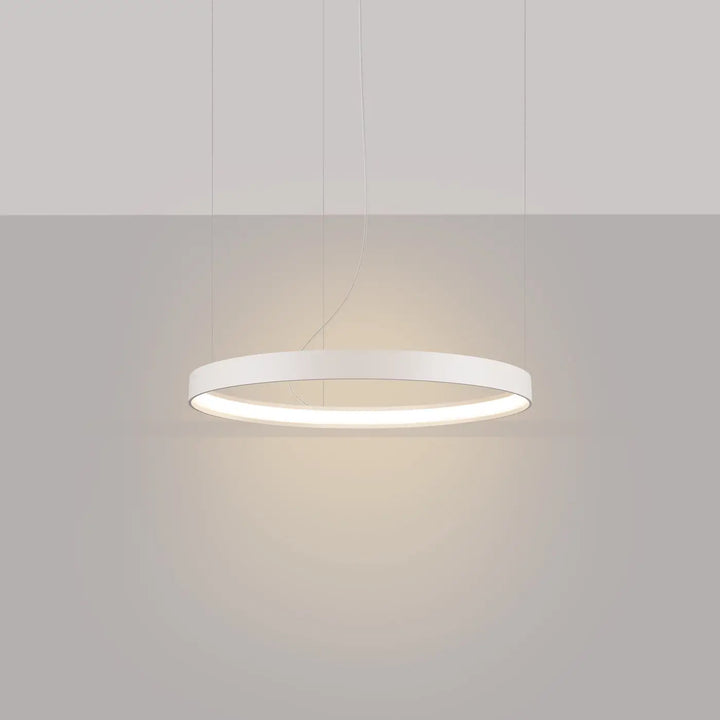 Lustre anneau RIO beige allumée, suspendu