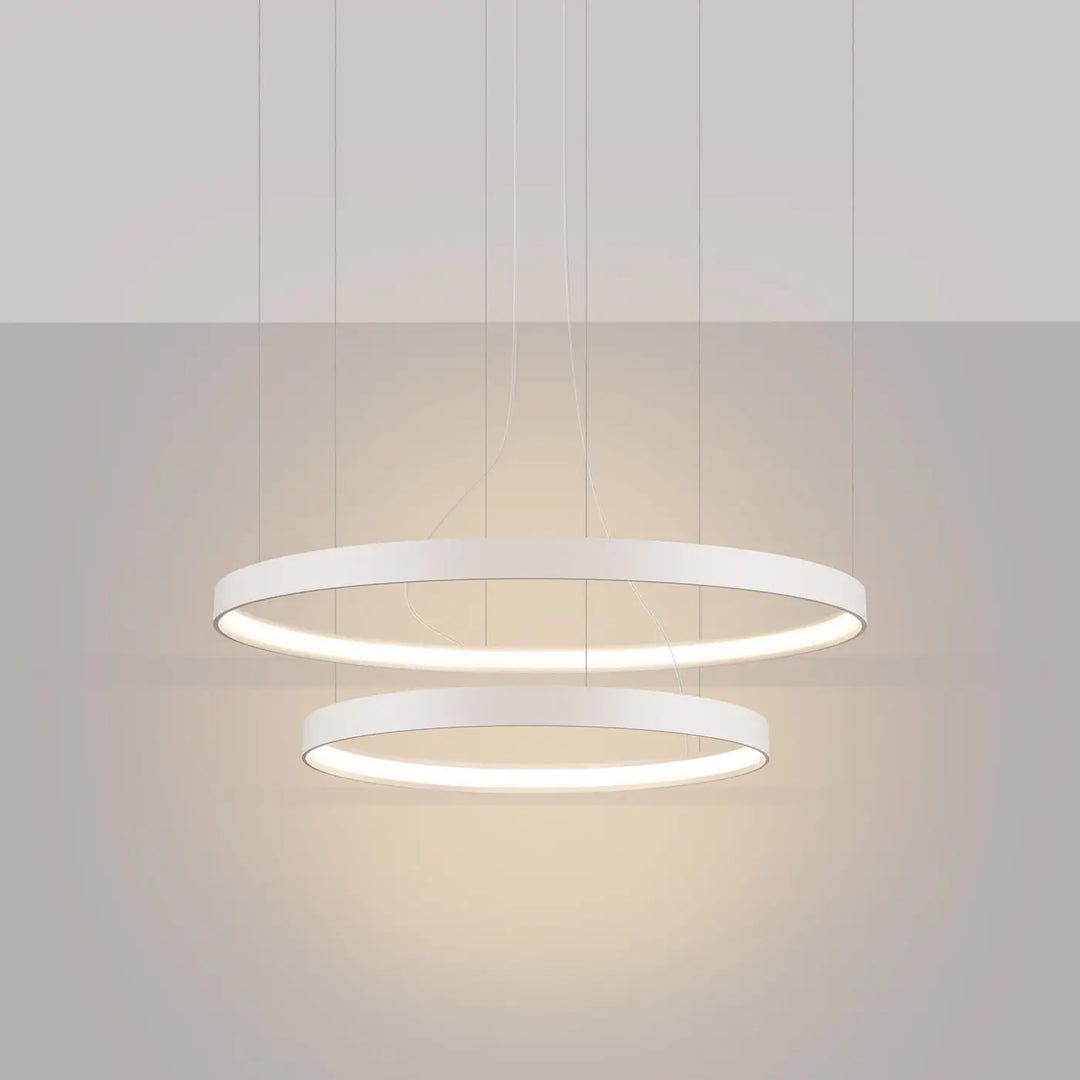 Lustre anneau RIO beige allumée, suspendu