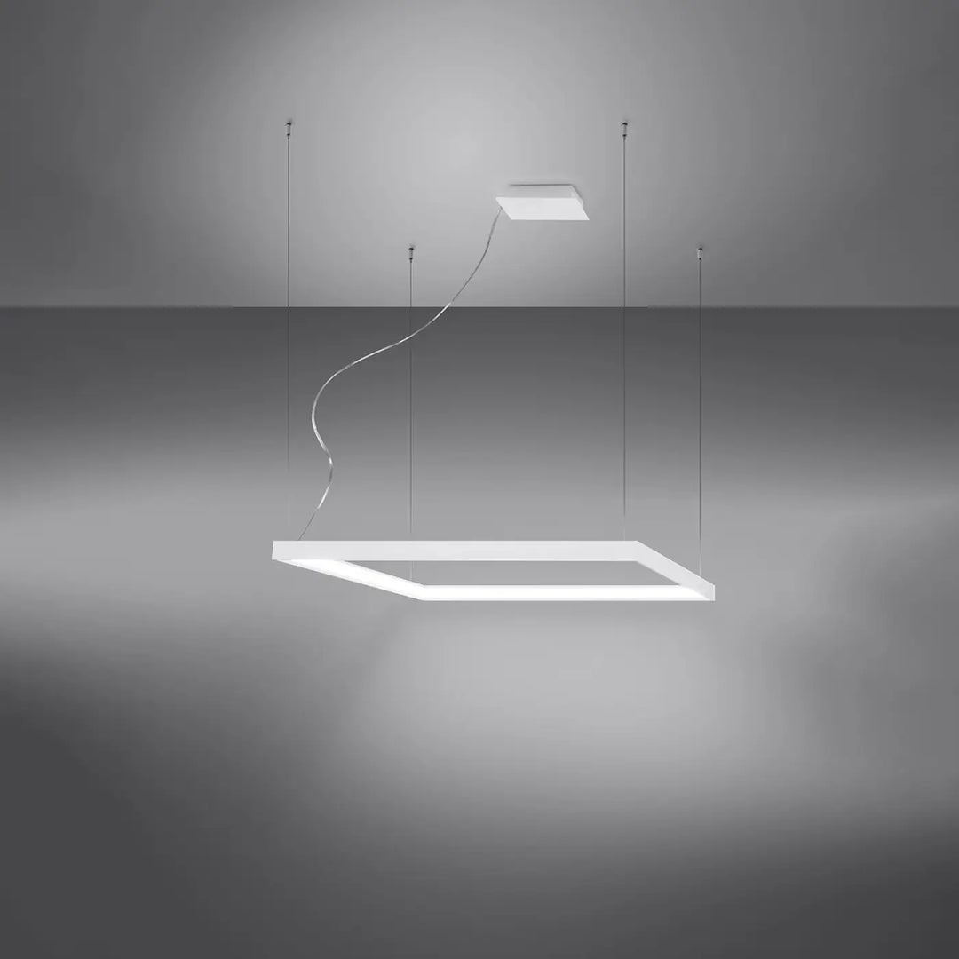 Lustre carré NELYA blanc allumée