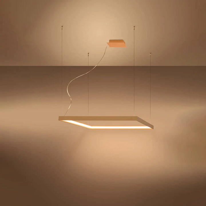 Lustre carré NELYA doré allumée