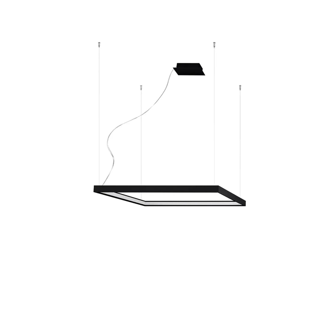 Lustre carré NELYA noir éteinte, vue d'ensemble
