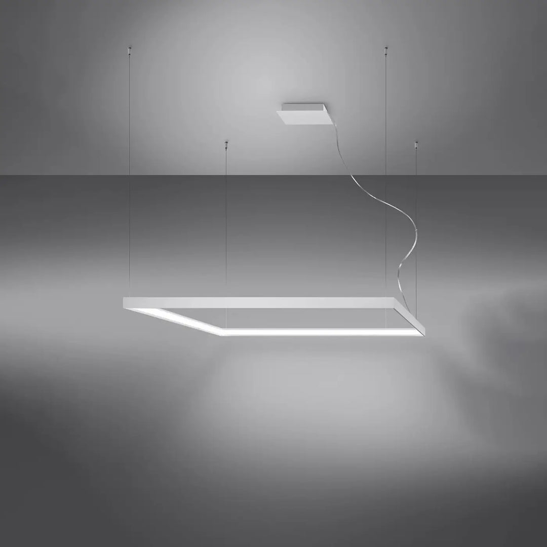 Lustre carré NELYA blanc allumée
