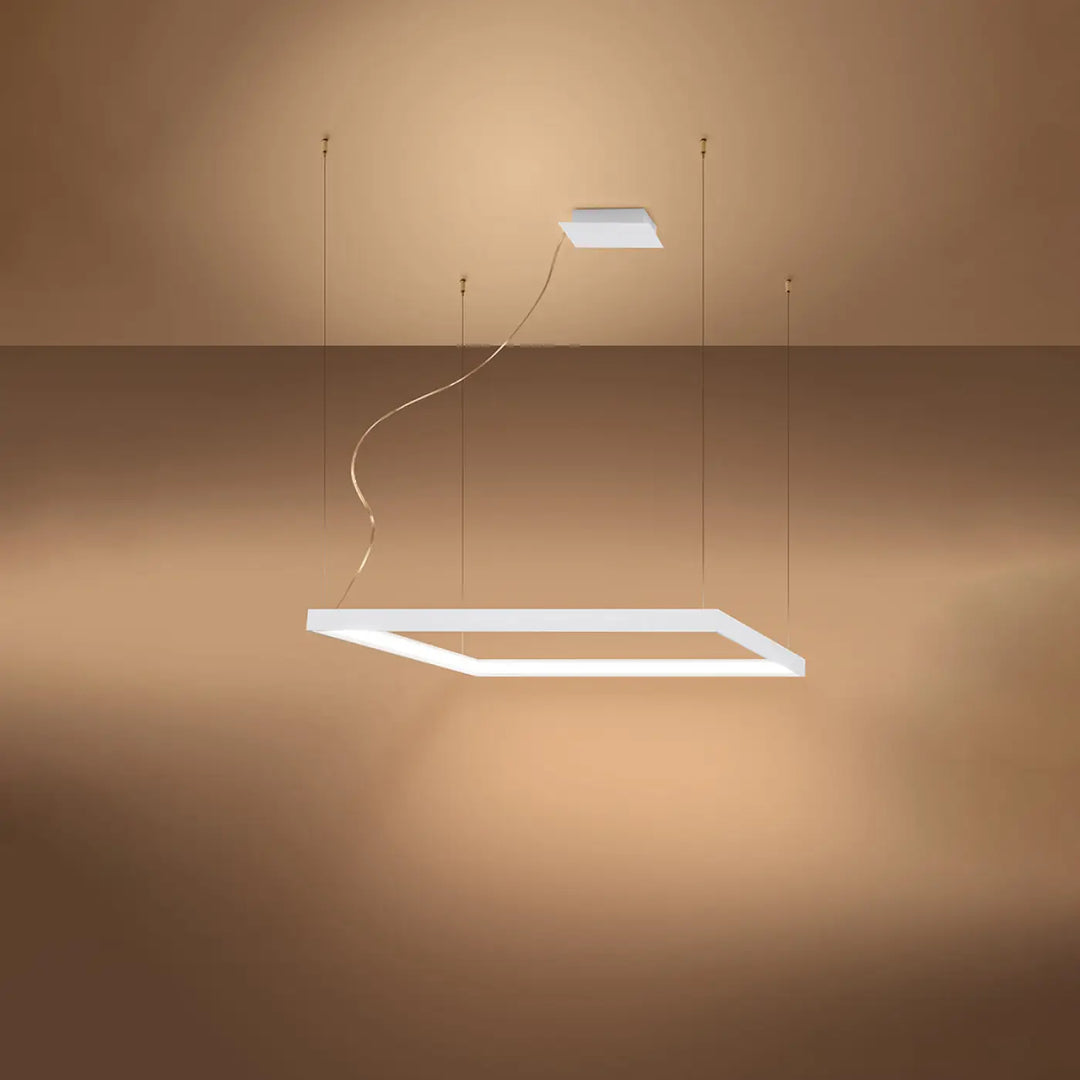 Lustre carré NELYA blanc allumée