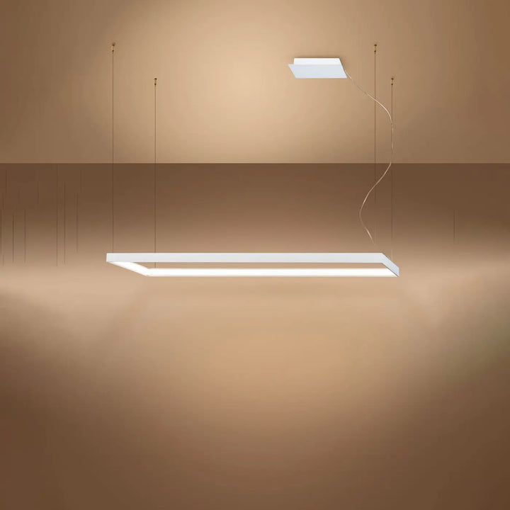 Lustre rectangulaire TUULA blanc allumée