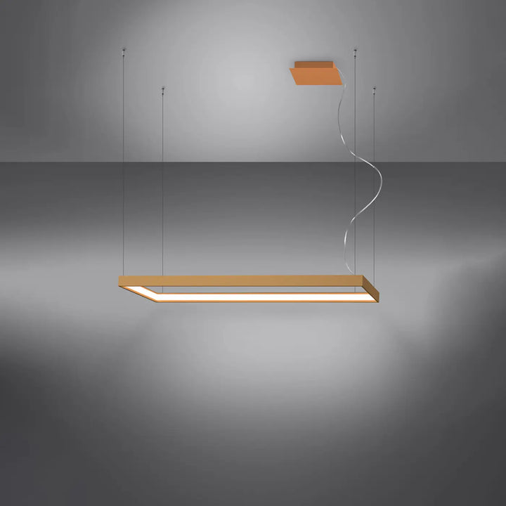 Lustre rectangulaire TUULA doré allumée