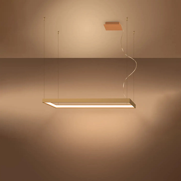 Lustre rectangulaire TUULA doré allumée