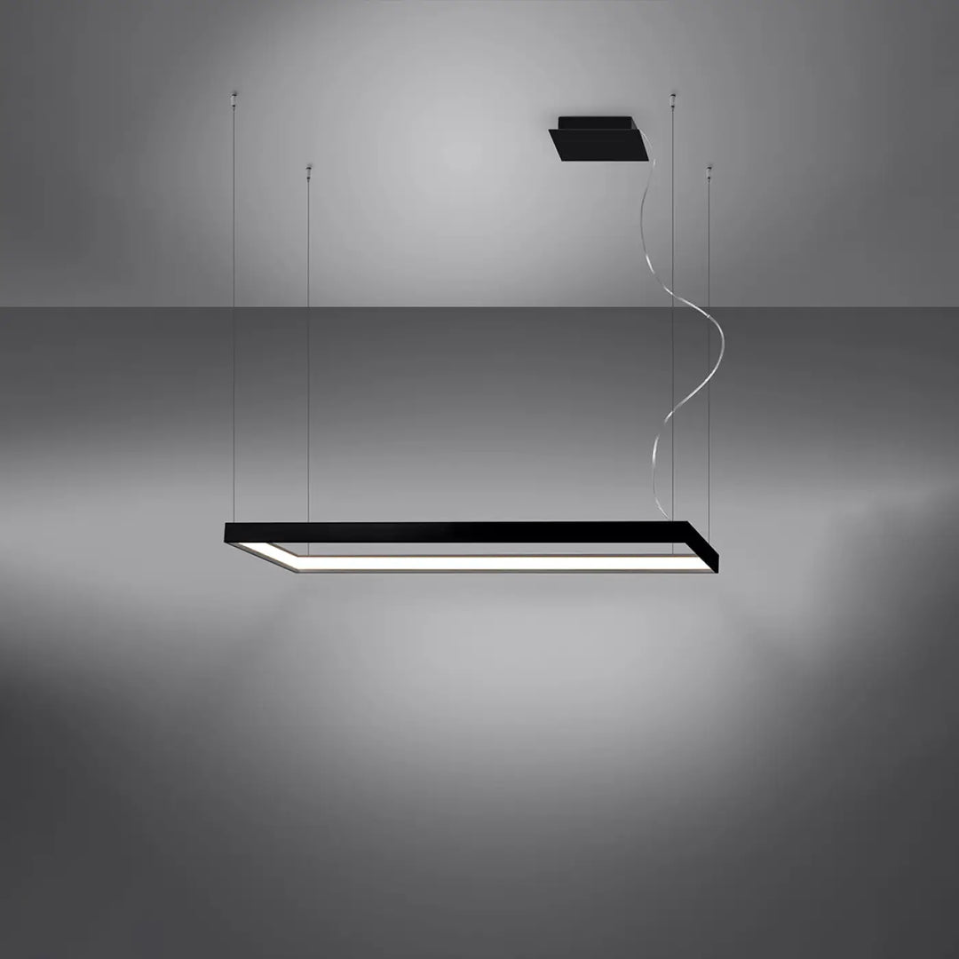 Lustre rectangulaire TUULA noir allumée