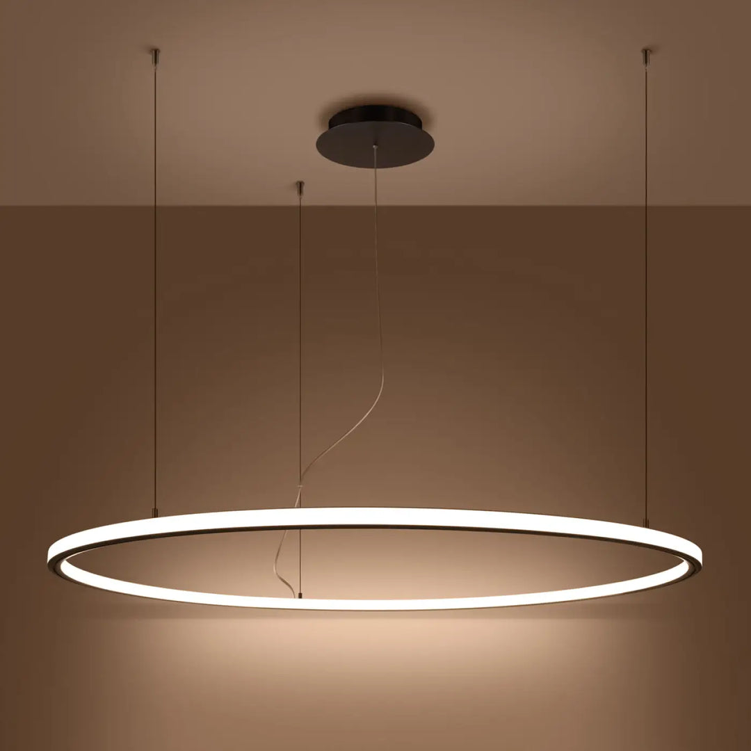 Lustre RISA noir allumée, suspendu