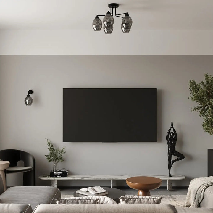 Lustre noir dans un salon