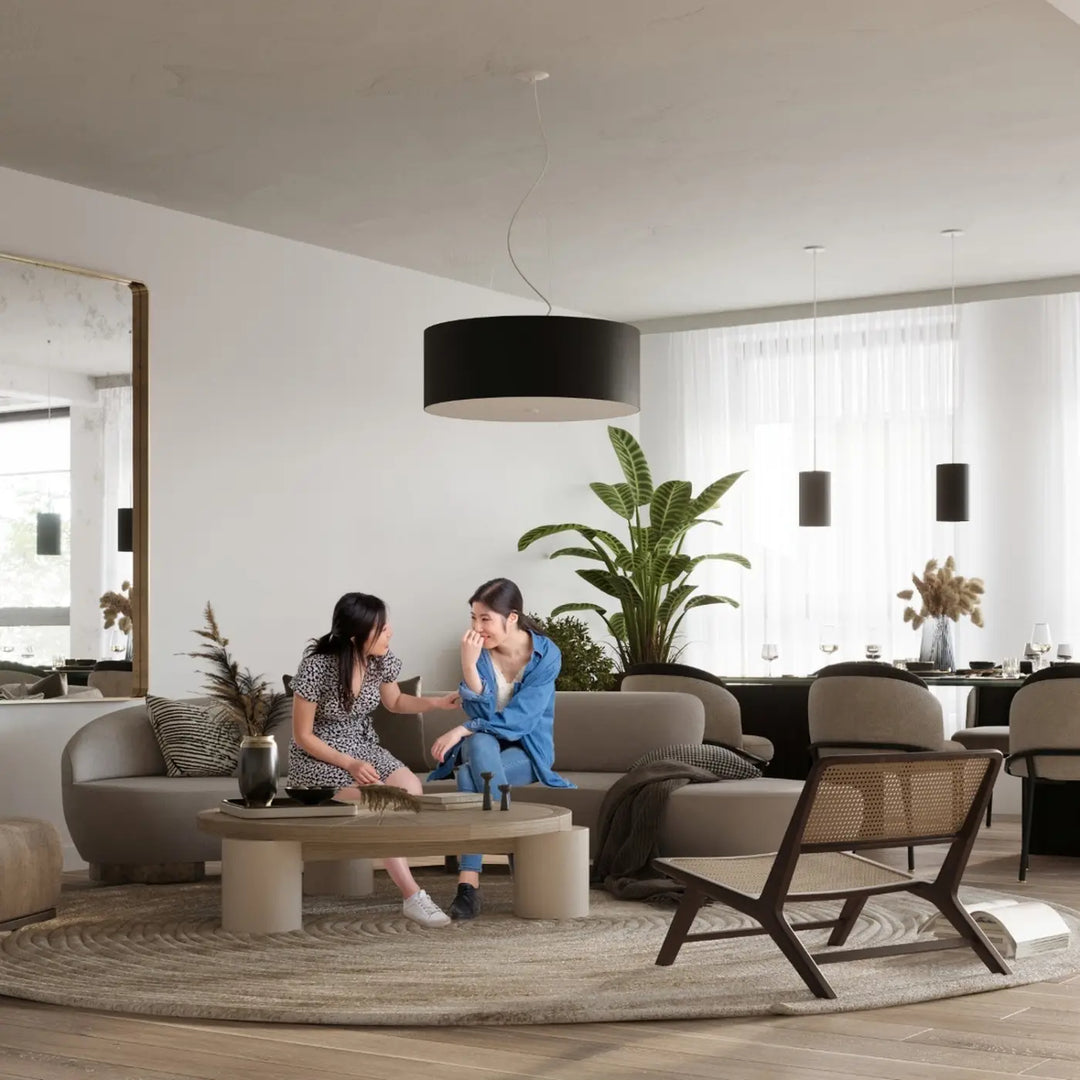 Lustre noir dans un salon