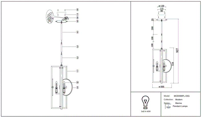 Suspension Luminaire | MARMO (Composition)