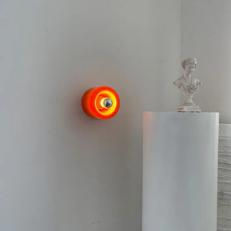 Petite Applique Murale Orange Circulaire En Verre Moderne