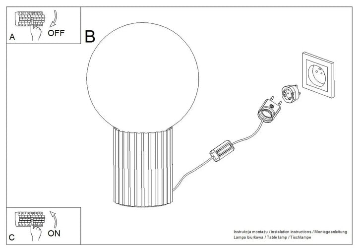 Lampe a poser halo avec globe opalin sphérique et socle aluminium cannelé élégant et moderne