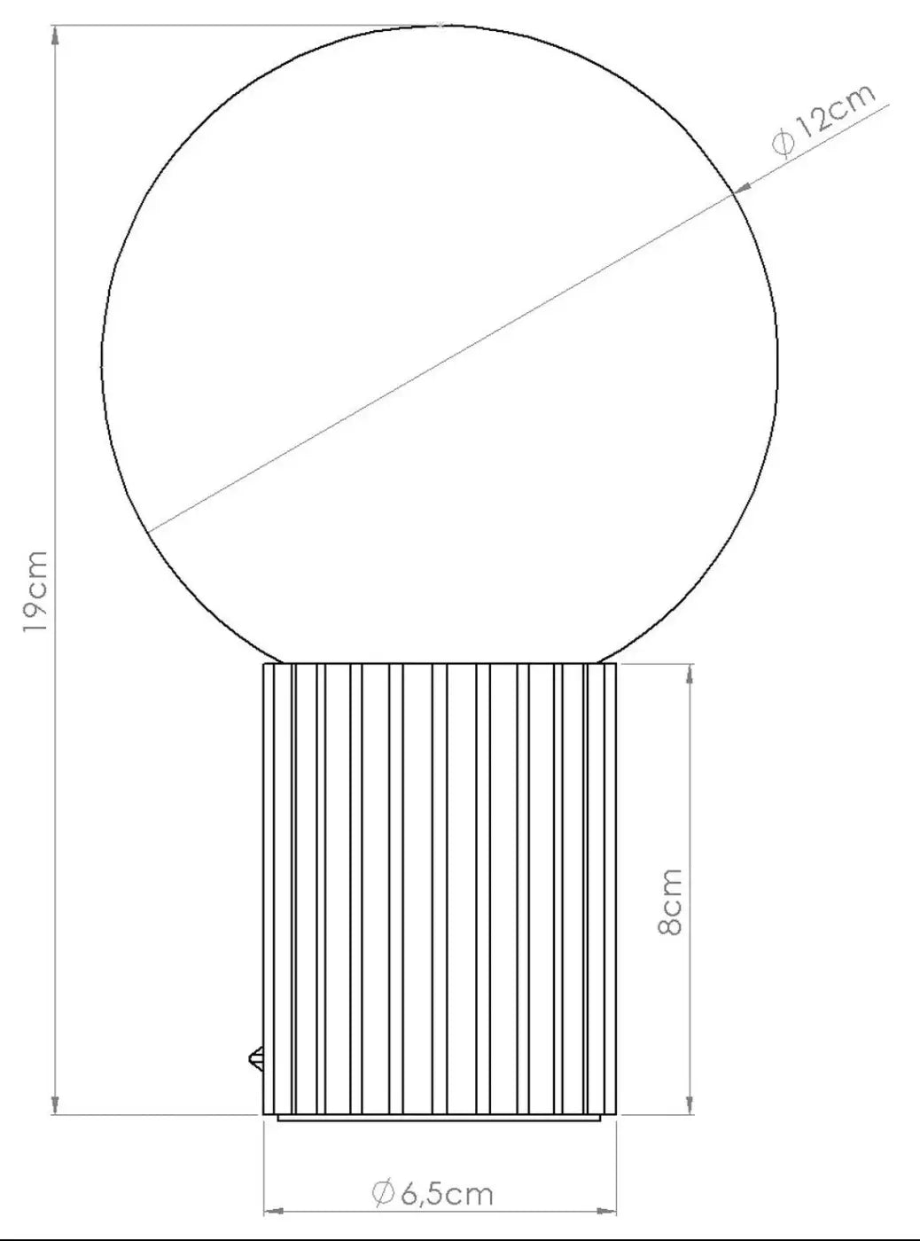 Lampe a poser halo avec globe opalin et socle cannelé en aluminium pour un design minimaliste et élégant
