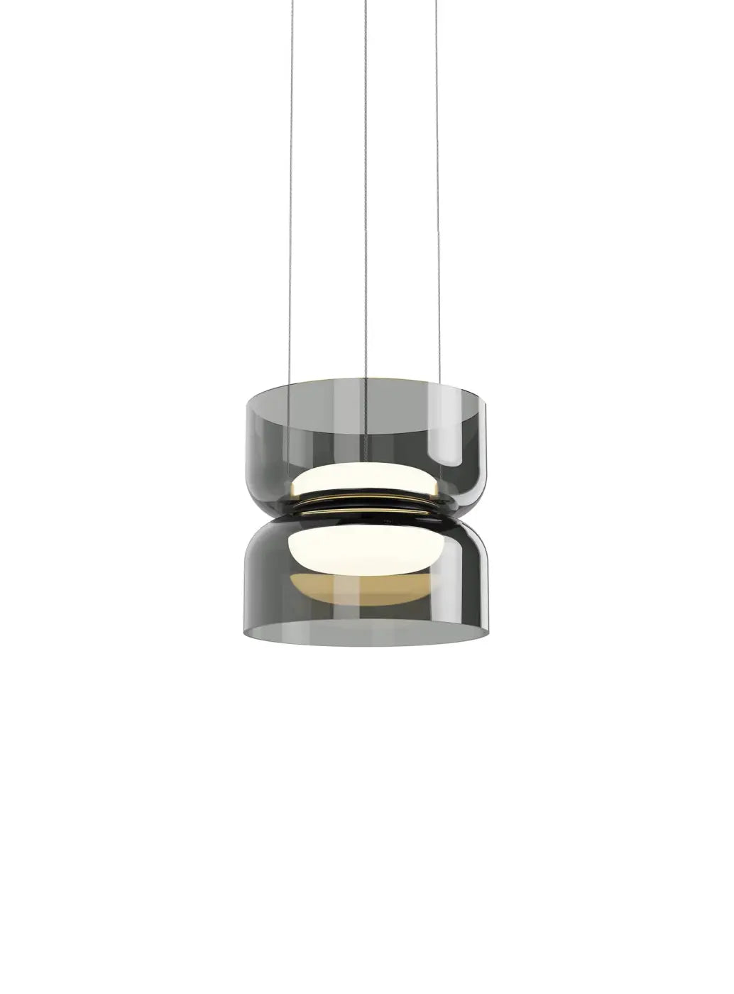 Suspension Totem Mini Pablo Designs en verre soufflé fumé, éclairage haut et bas