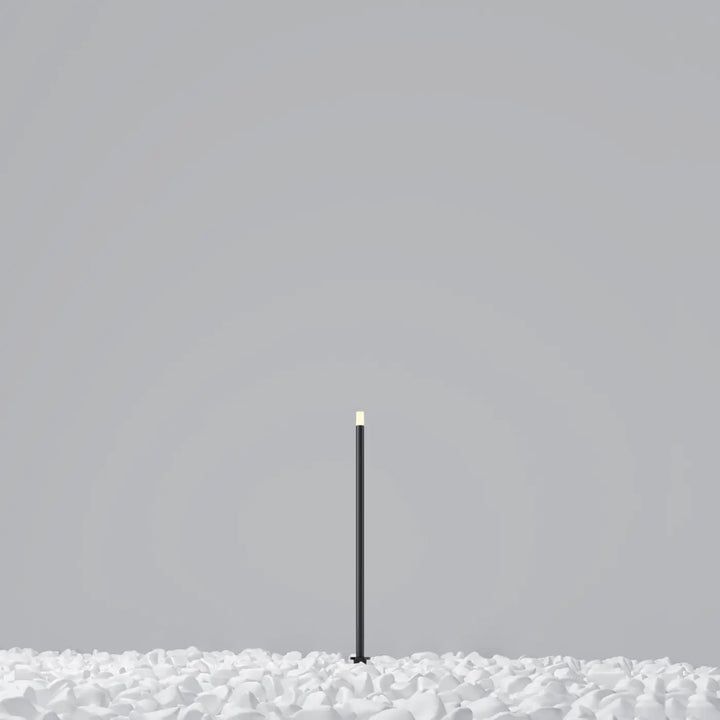 Luminaire extérieur piquet cylindrique noir avec tête led blanc chaud pour éclairage piquet extérieur led moderne
