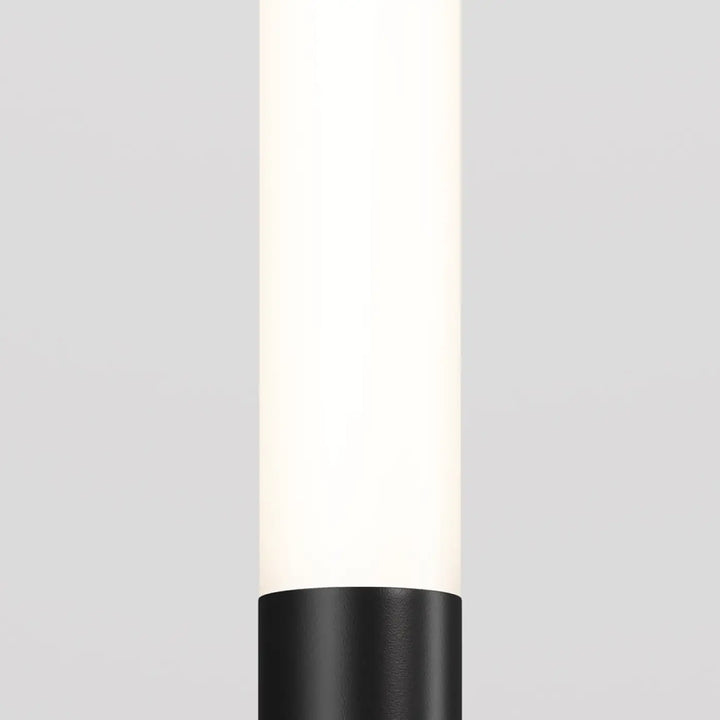 Luminaire extérieur flare tige avec piquet lumineux en aluminium noir et diffuseur blanc opaque minimaliste moderne