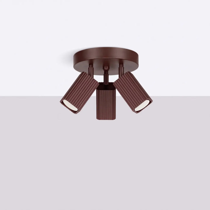 Plafonnier Rayo marron à 3 spots orientables, éteint