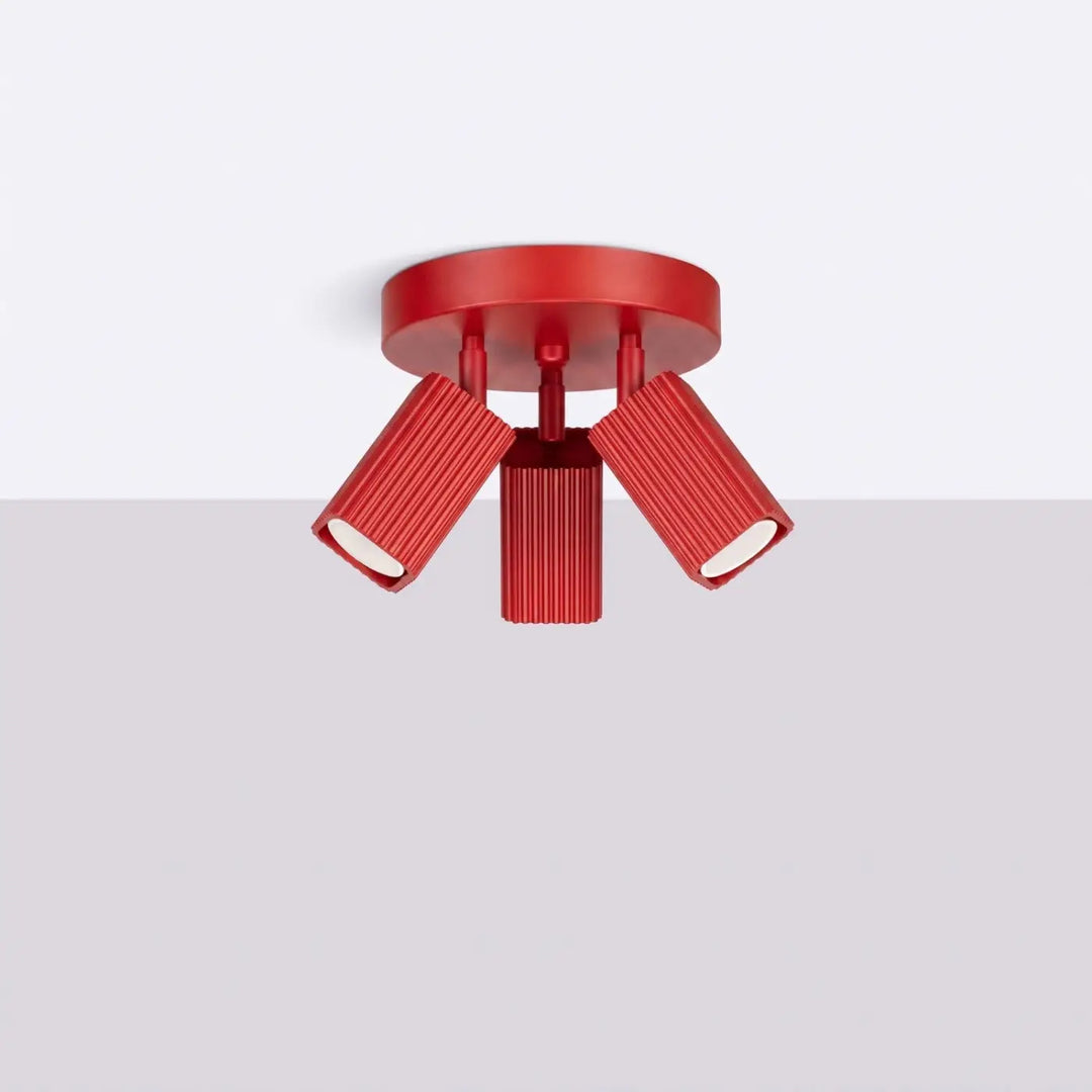 Plafonnier Rayo rouge à 3 spots orientables, éteint