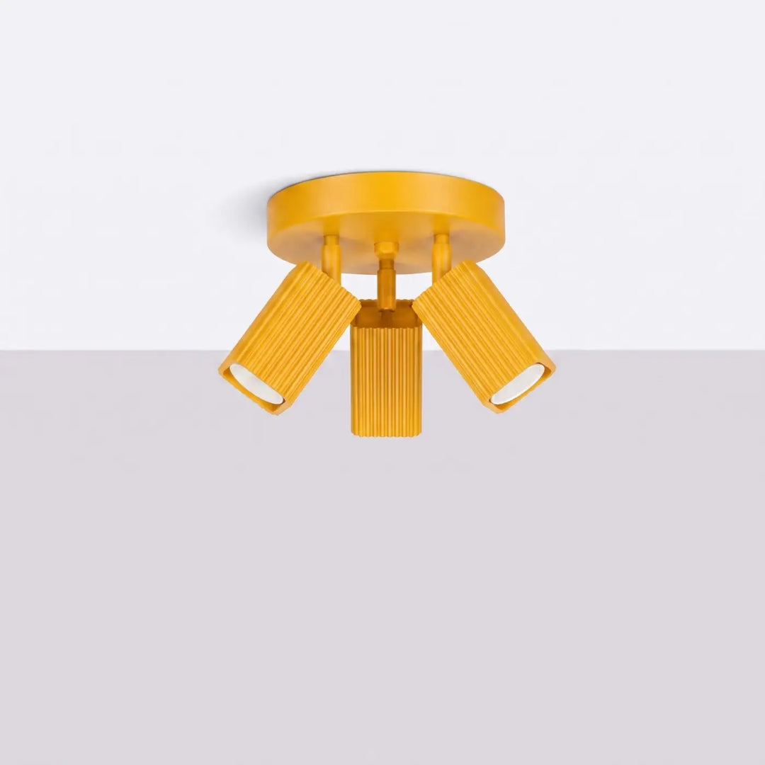 Plafonnier Rayo jaune à 3 spots orientables, éteint