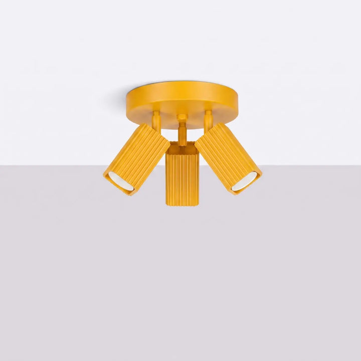 Plafonnier Rayo jaune à 3 spots orientables, éteint