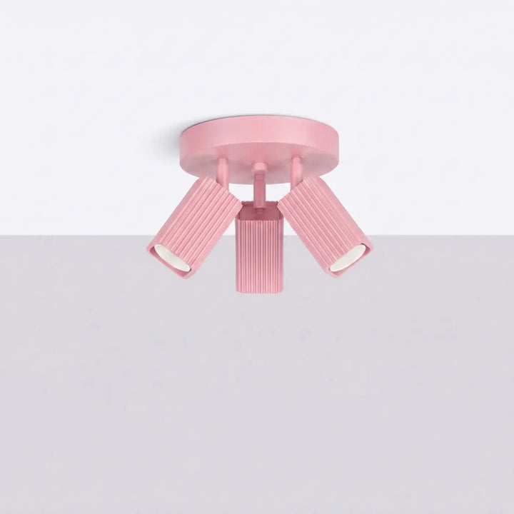Plafonnier Rayo rose à 3 spots orientables, éteint