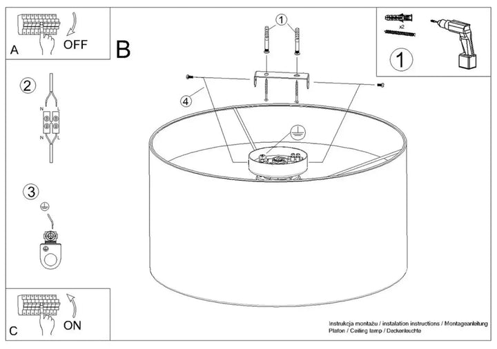 Plafonnier telesto avec abat-jour cylindrique blanc et lumière dorée pour ampoule e27 intégré