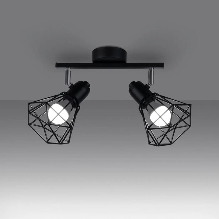 Luminaire plafonnier noir allumé