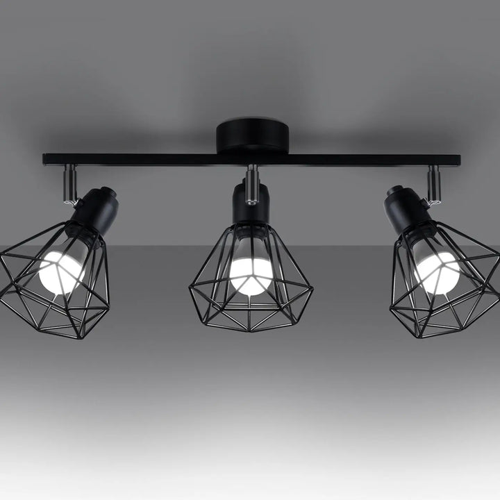 Luminaire plafonnier noir allumé