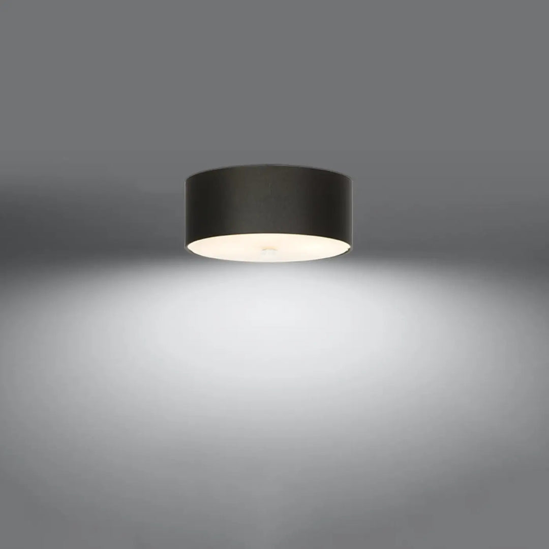 Luminaire plafonnier noir allumé