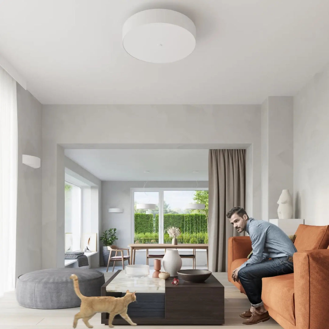 Luminaire plafonnier blanc dans un salon