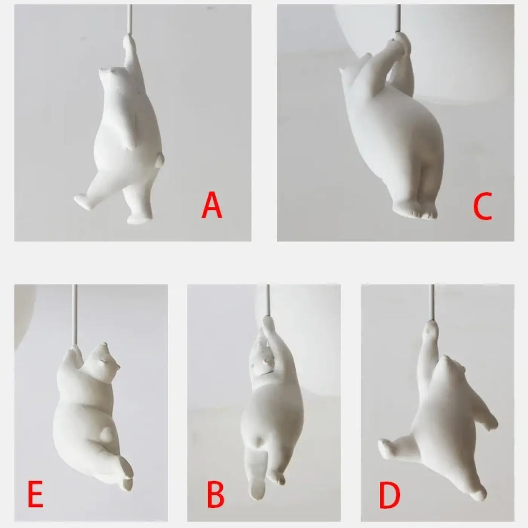 Plafonnier ballon blanc en céramique notre ours avec lumière douce et design oursons suspendus arrondi et dodu