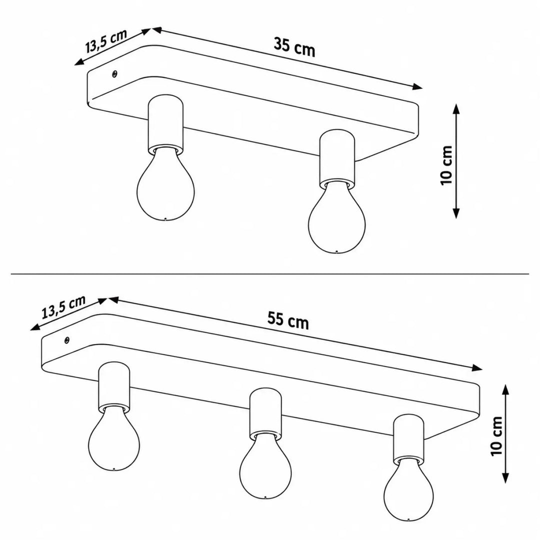 Luminaire plafonnier tavo avec trois douilles noires exposées et matière minérale pour une lumière généreuse