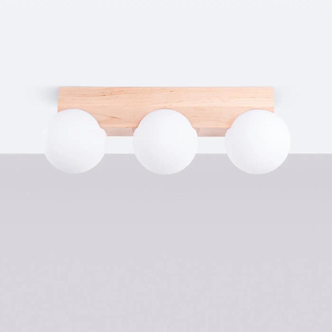 Plafonnier blanc/bois naturel éteint