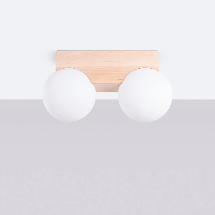 Plafonnier blanc/bois naturel éteint