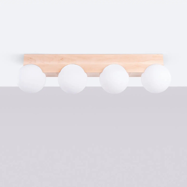 Plafonnier blanc/bois naturel éteint